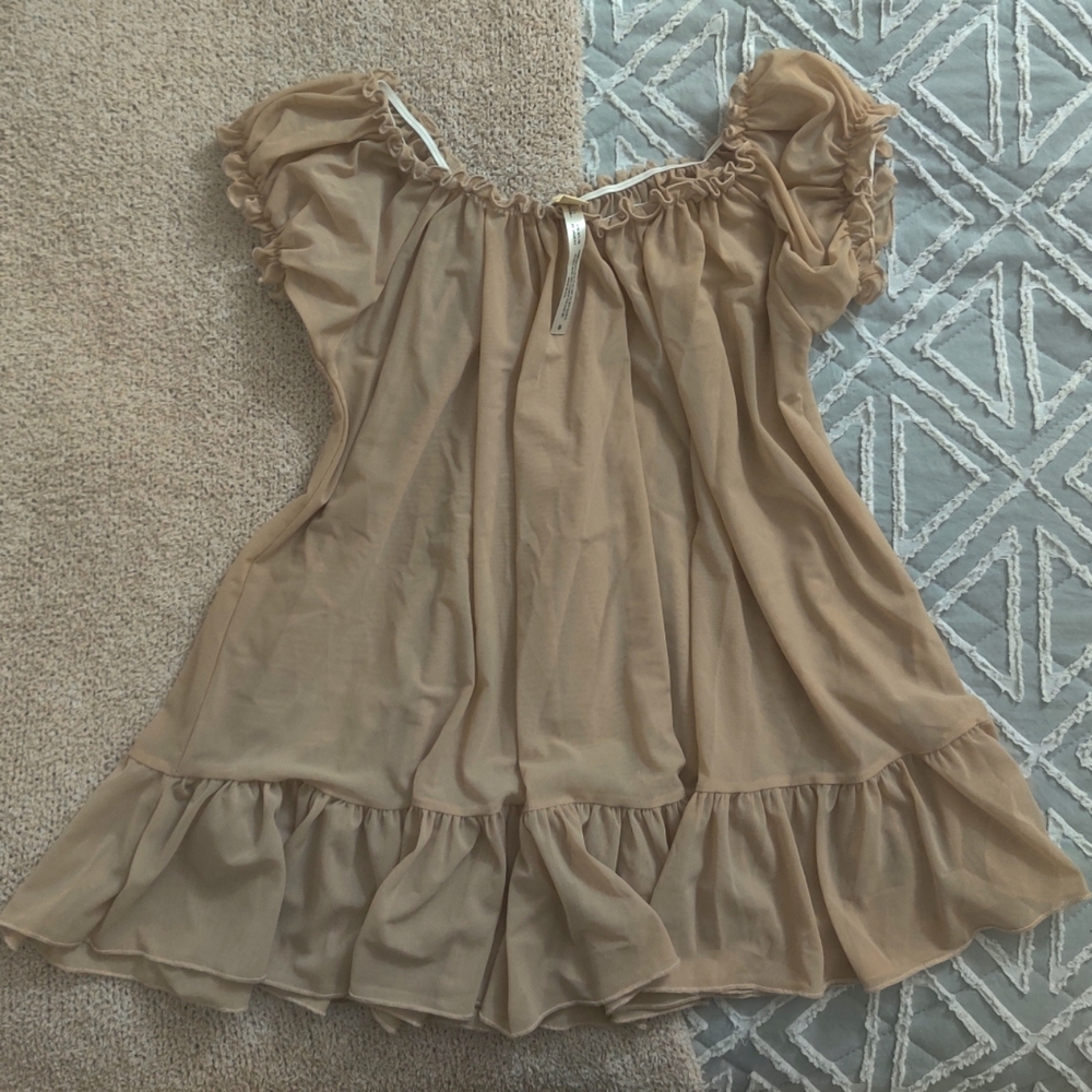 Laina Rauma Sheer Babydoll Dress size Small in Quicksand